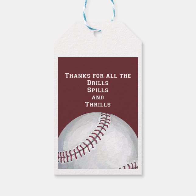 Étiquettes-cadeau Entraîneur de baseball Merci (Dos)