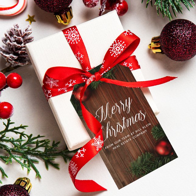 Étiquettes-cadeau Entreprise élégante Joyeux Noël Moderne Custom Woo (Créateur téléchargé)