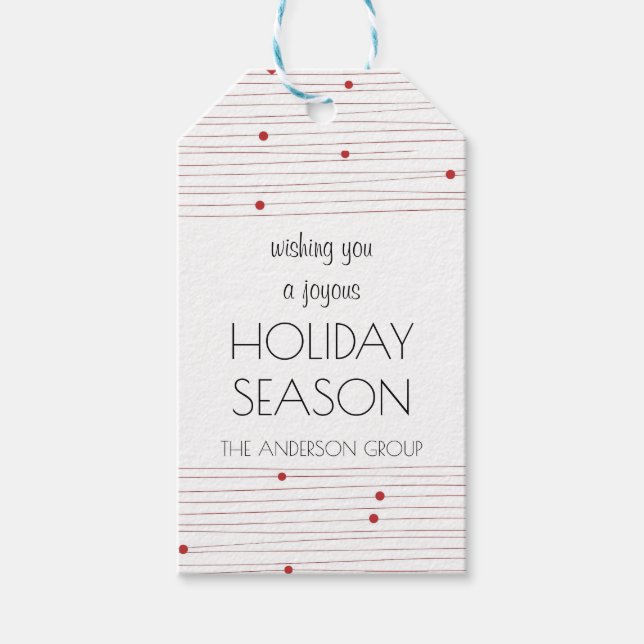 Étiquettes-cadeau Entreprise Red Happy Holiday Saison Noël (Devant)