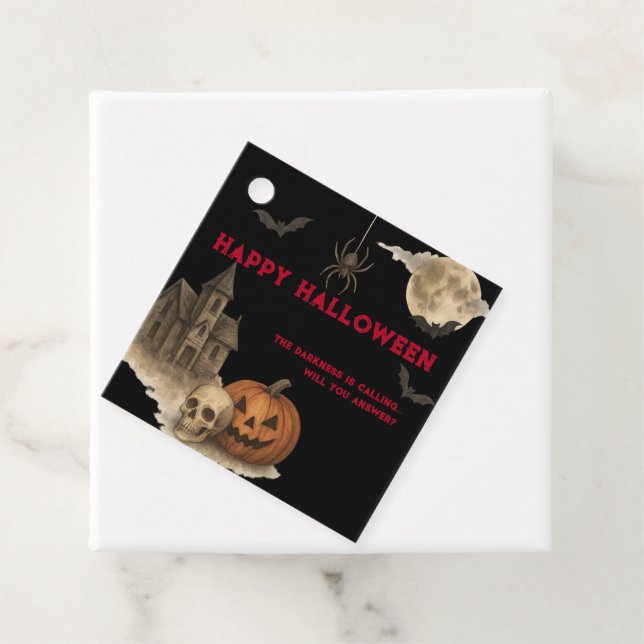 Étiquettes Cadeau Entrez Si Vous Osez - Maison Halloween Éffrayante  (En situation)