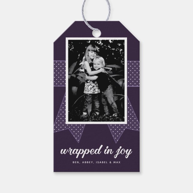 Étiquettes-cadeau Enveloppé dans Joy Photo (Devant)