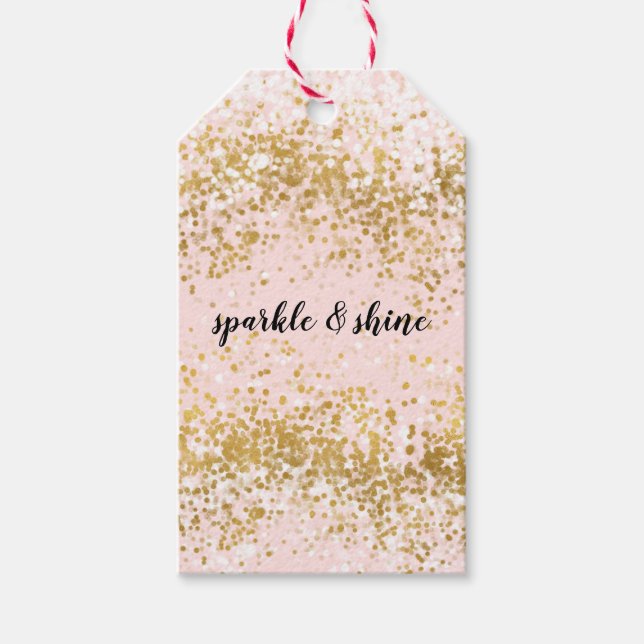 Étiquettes-cadeau Épersion de Confetti en or blanc rose (Devant)