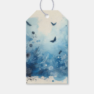 Étiquettes-cadeau Éphémères Aquarelle Bleue