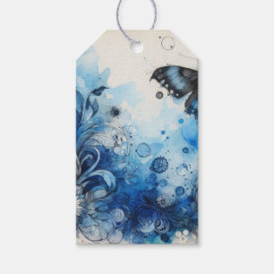 Étiquettes-cadeau Éphémères Aquarelle Bleue
