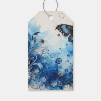 Étiquettes-cadeau Éphémères Aquarelle Bleue