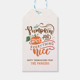 Étiquettes-cadeau Épice citrouille Tout Nice Thanksgiving Faveurs