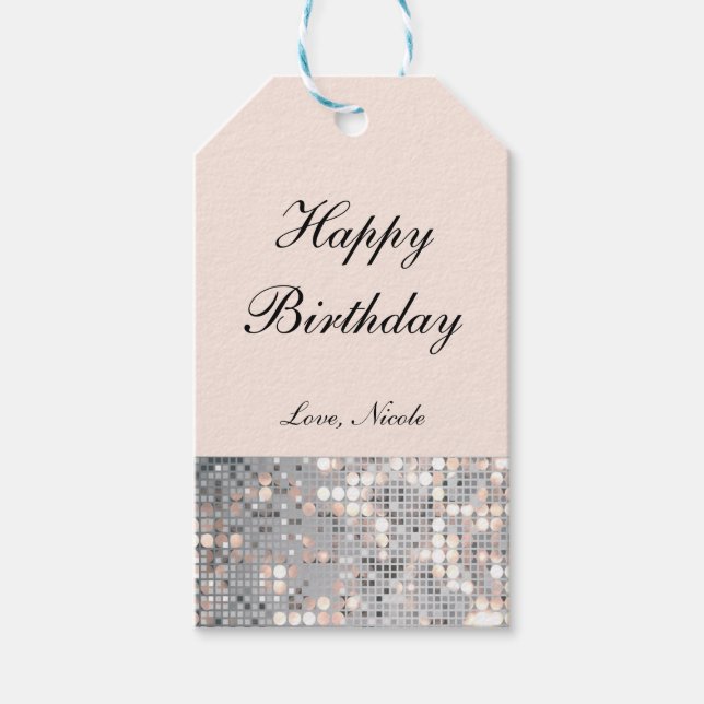 Étiquettes-cadeau Épingle Parties scintillant Séquins Glam Chic Part (Devant)