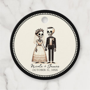 Étiquettes Cadeau Épouse de squelette de dessin + Mariage géant