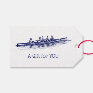 Étiquettes-cadeau Équipe d'aviron bleue Équipe d'équipage Sports nau