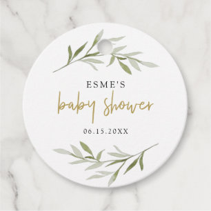 Étiquettes Cadeau ESME Bohemian Green & Gold Baby shower