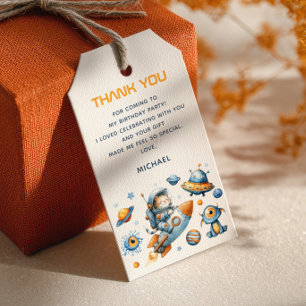 Étiquettes-cadeau Espace Astronaute Chat Galaxie 1er Anniversaire Me