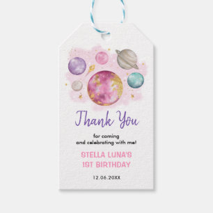 Étiquettes-cadeau Espace Extérieur Céleste Galaxie Rose Faveurs Anni