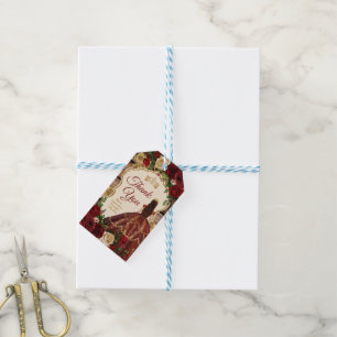 Étiquettes-cadeau Espagnol Bourgogne Floral Russe Bois Mis Quince