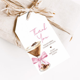 Étiquettes-cadeau Espresso Martini Baby shower rose Bow Favoriser Ta