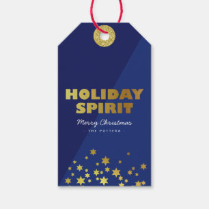Étiquettes-cadeau Esprit de vacances   Fun Christmas Blue & Gold