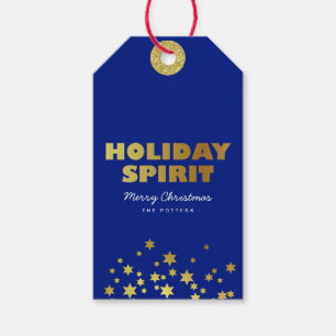 Étiquettes-cadeau Esprit de vacances   Fun Christmas Blue & Gold