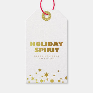 Étiquettes-cadeau Esprit de vacances   Fun Christmas White & Gold Mi