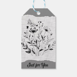 Étiquettes-cadeau Esquisses de jardin papillon