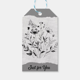 Étiquettes-cadeau Esquisses de jardin papillon