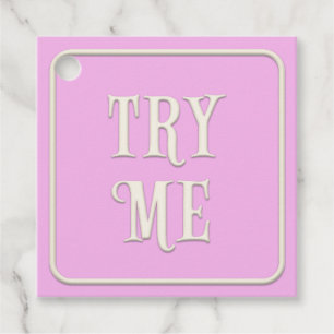 Étiquettes Cadeau "Essayez-Moi" Thème Victorien Faveur Carrée Rose
