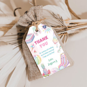 Étiquettes-cadeau Eté Fille à toboggan Anniversaire Merci de fête