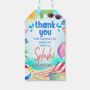 Étiquettes-cadeau Été Plage Scène Filles Anniversaire Merci