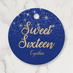 Étiquettes Cadeau Étincelle, Bleu royal, parties scintillant, Doux 1