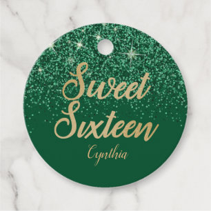 Étiquettes Cadeau Étincelle, Vert, parties scintillant, Doux 16