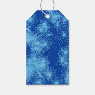 Étiquettes-cadeau Étincelles de cristaux de glace - bleu cobalt