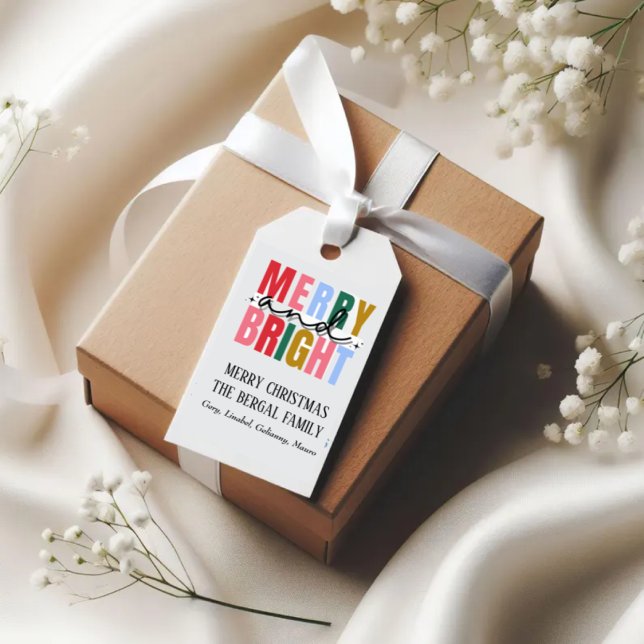 Étiquettes-cadeau Etiqueta colgante personalizada happy and bright (Créateur téléchargé)