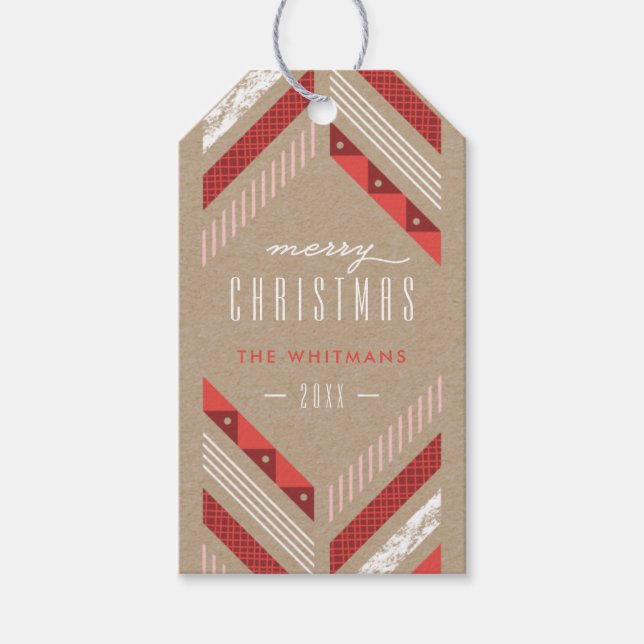 Étiquettes-cadeau Étiquette-cadeau de vacances à motif à chevrons -  (Devant)