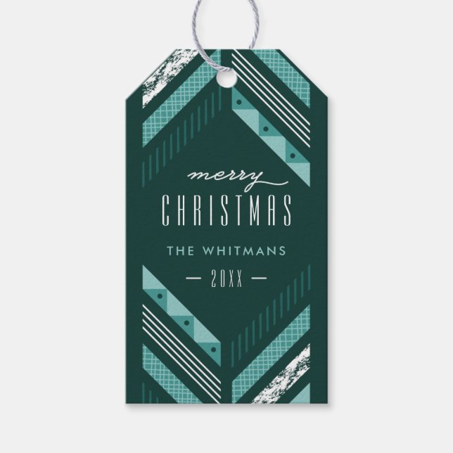 Étiquettes-cadeau Étiquette-cadeau de vacances à motif Herringbone - (Devant)