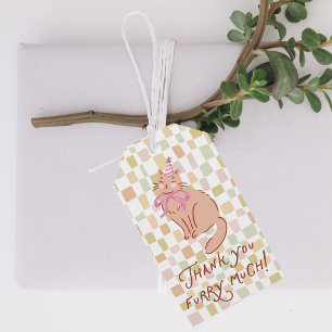 Étiquettes-cadeau Étiquette-cadeau pour chat, Merci chat à carreaux