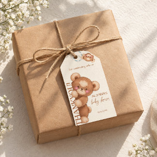 Étiquettes-cadeau Etiquette de remerciement pour Baby Shower ours br