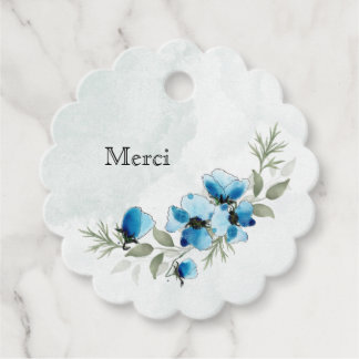 Étiquettes Cadeau Etiquette "Fleurs bleues"