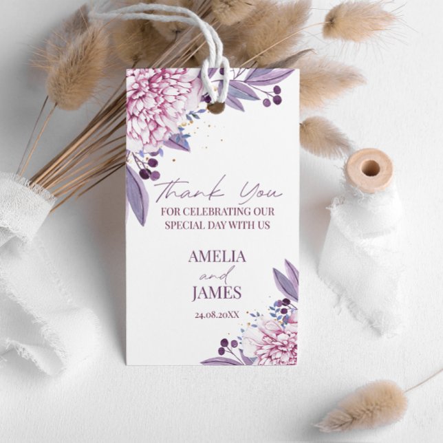 Étiquettes-cadeau Étiquettes-rendu Elegant Purple Lilac Lavender Fl (Créateur téléchargé)