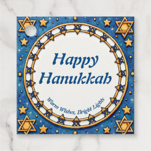 Étiquettes Cadeau Étoile circulaire aquarelle Hanukkah