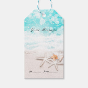Étiquettes-cadeau Étoile de mer de plage de sable blanc Océan bleu F