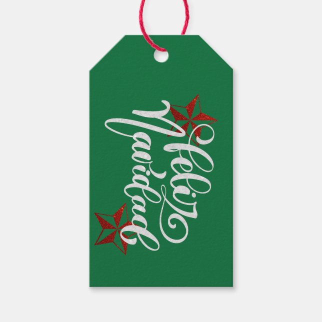 Étiquettes-cadeau Étoile de Noël de la Parties scintillant rouge (Devant)