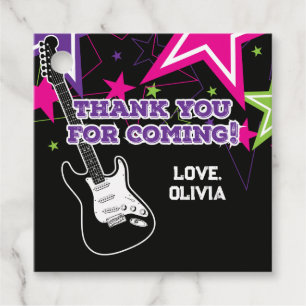 Étiquettes Cadeau Étoile de Rock Anniversaire Guitare Rose Violet Me