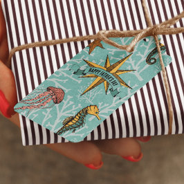 Étiquettes-cadeau Étoile marine marine de l'océan Turquoise animal é