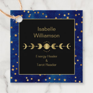 Étiquettes Cadeau Étoiles célestes mystiques Lune Phase Navy Bleu