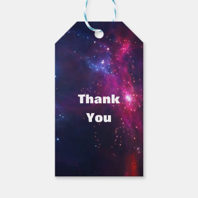 Étiquettes-cadeau Étoiles cosmiques et Merci nébuleux (Devant)