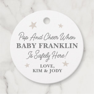Étiquettes Cadeau Etoiles d'argent neutres du genre Baby shower Cham