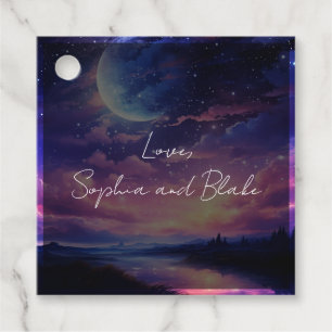 Étiquettes Cadeau Étoiles de Pleine lune céleste Mariage personnalis