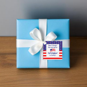 Étiquettes Cadeau Étoiles et rayures 1er anniversaire