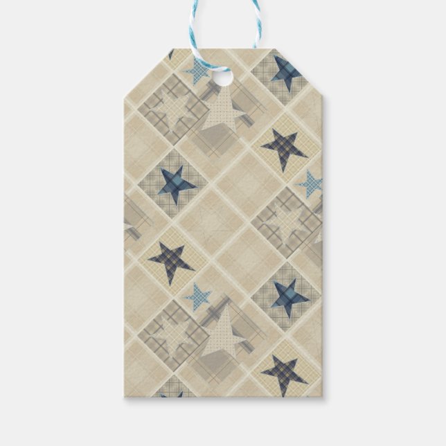 Étiquettes-cadeau Etoiles, patchwork (Devant)