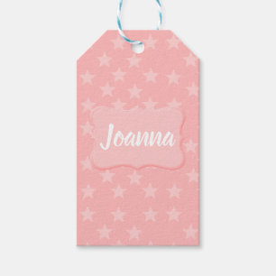 Étiquettes-cadeau Étoiles sur Monogramme rose ou nom personnalisé