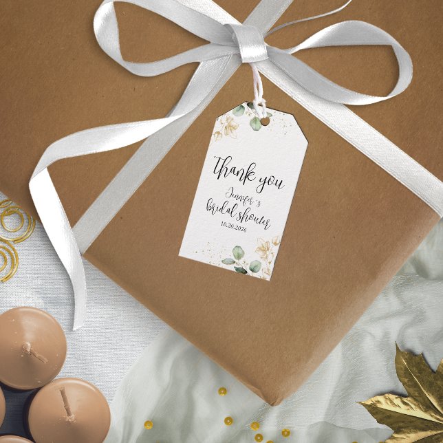 Étiquettes-cadeau Eucalyptus Fête des mariées verte Favoriser les ét (Créateur téléchargé)