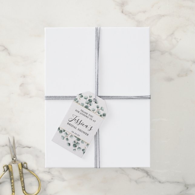 Étiquettes-cadeau Eucalyptus Fête des mariées verte Favoriser Tag (Avec de la ficelle)